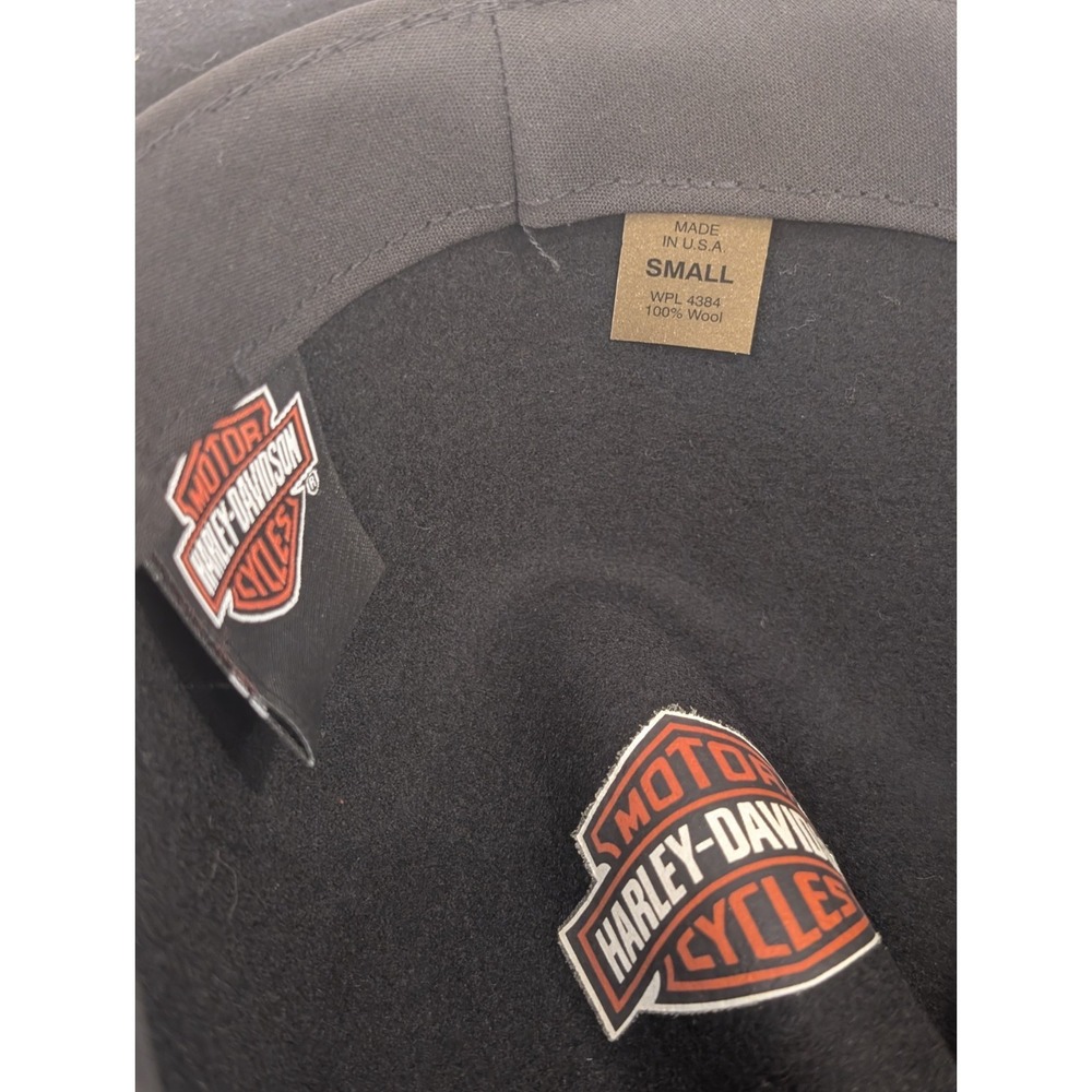 Harley Davidson Cowboy Hat Fedora Black Wool Felt Vintage USA Made Sz Small Band - Picture 11 of 16